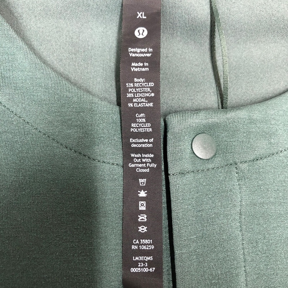 Lululemon Shirt Mens XL Green Henley Long Sleeve Snap Front Performance LM3EQMS - Picture 3 of 14